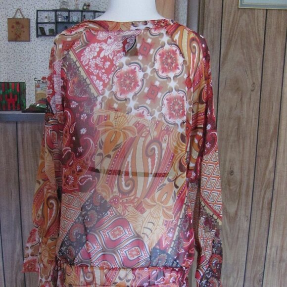 Urban Mangoz  Silk Chiffon Print Top  Brand New - Picture 3 of 10